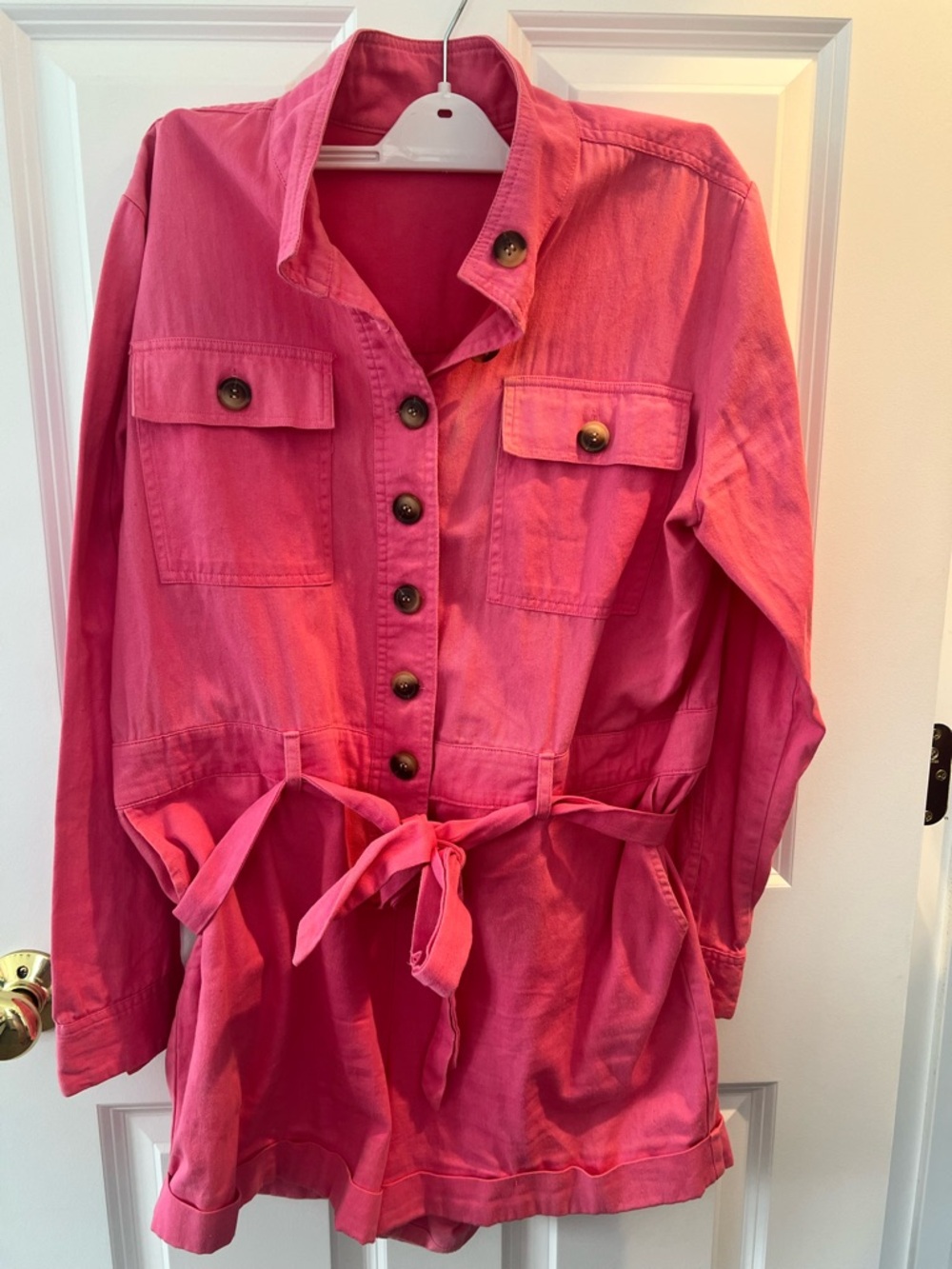 Express Women’s Pink Utility jumpsuit with Tie Waist sz M